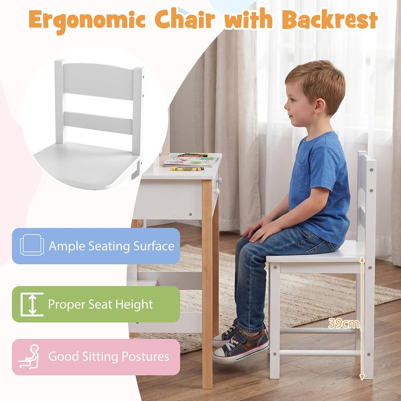 Kids Desk and Chair Set Children Writing Table