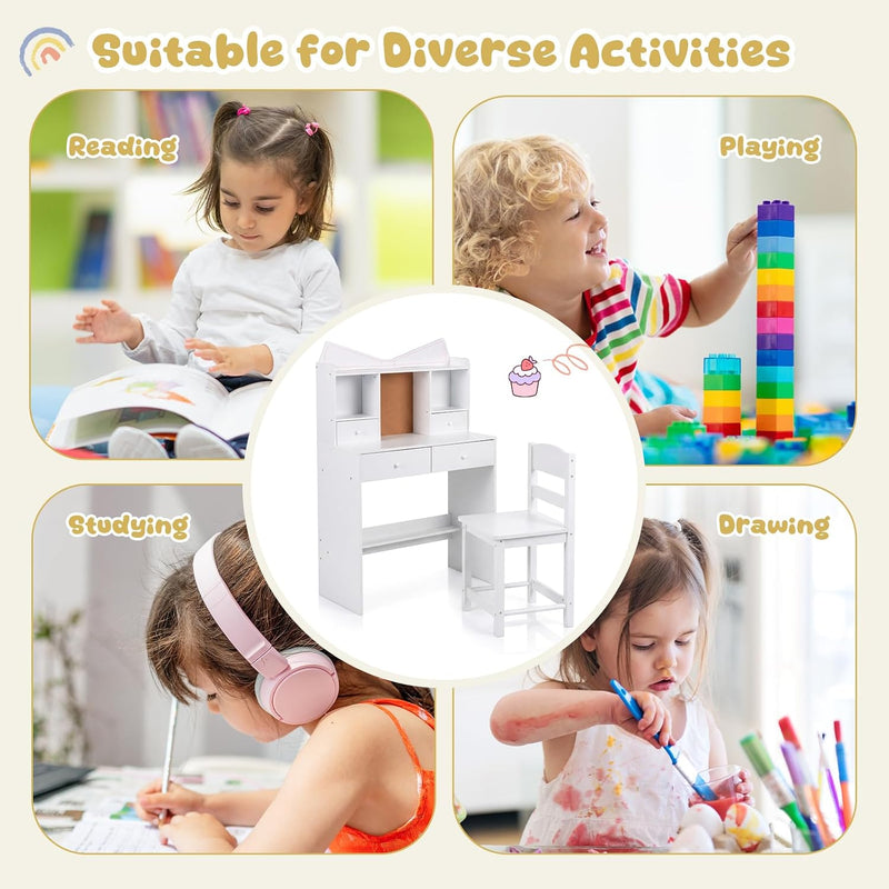 Kids Desk and Chair Set Children Writing Table