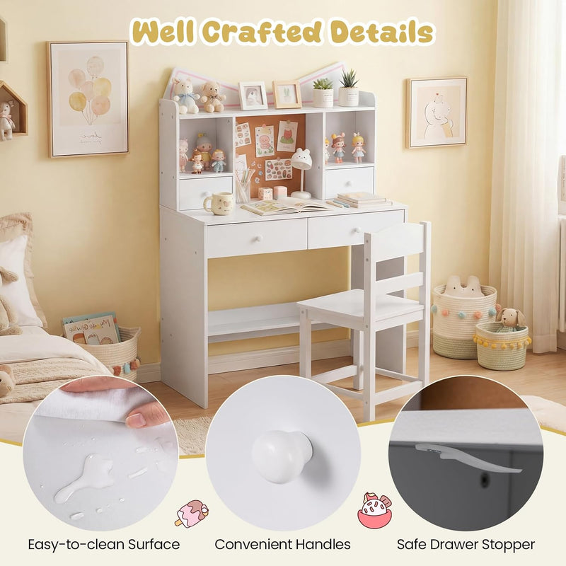 Kids Desk and Chair Set Children Writing Table