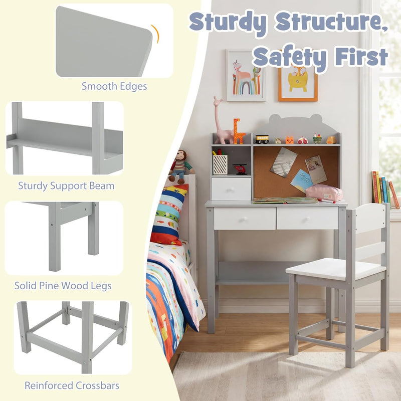 Kids Desk and Chair Set Children Writing Table