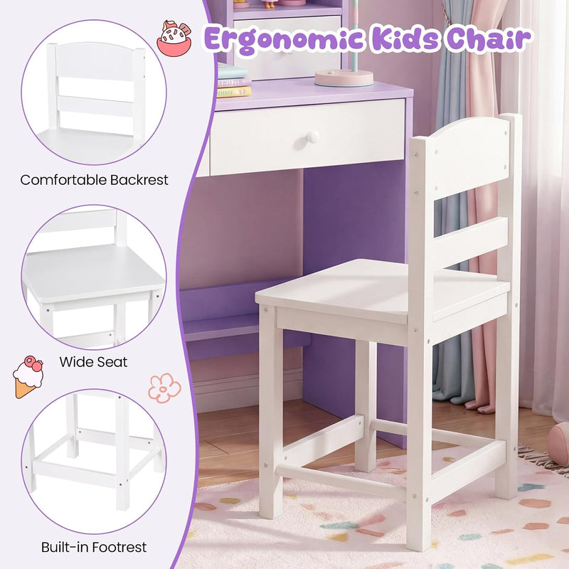 Kids Desk and Chair Set Children Writing Table
