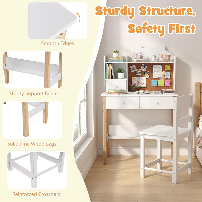 Kids Desk and Chair Set Children Writing Table
