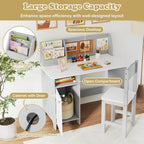 Kids Desk and Chair Set Wooden Children Table