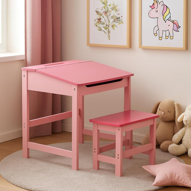 Kids Desk with Stool Wooden Children’s Study Table