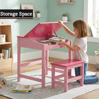 Kids Desk with Stool Wooden Children’s Study Table