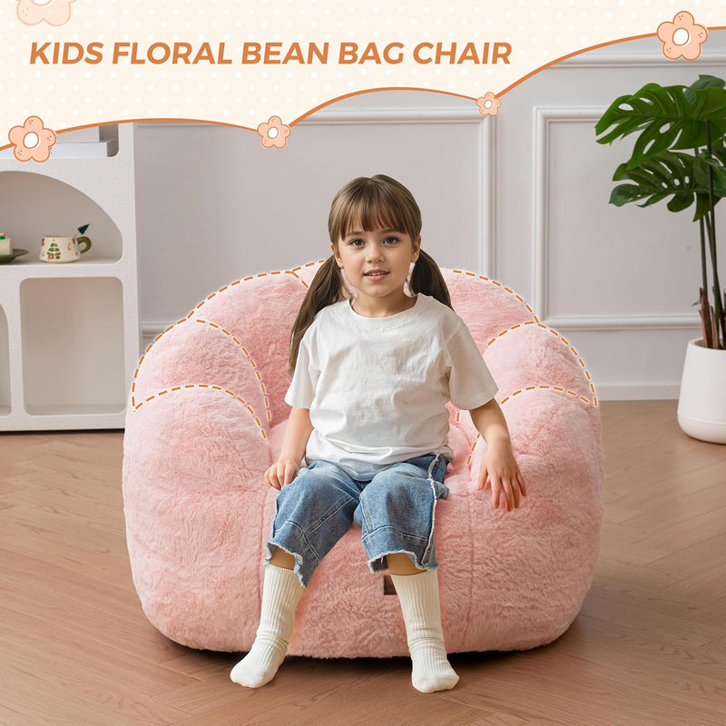 Kids Floral Shaped Bean Bag Sofa Includes Filling
