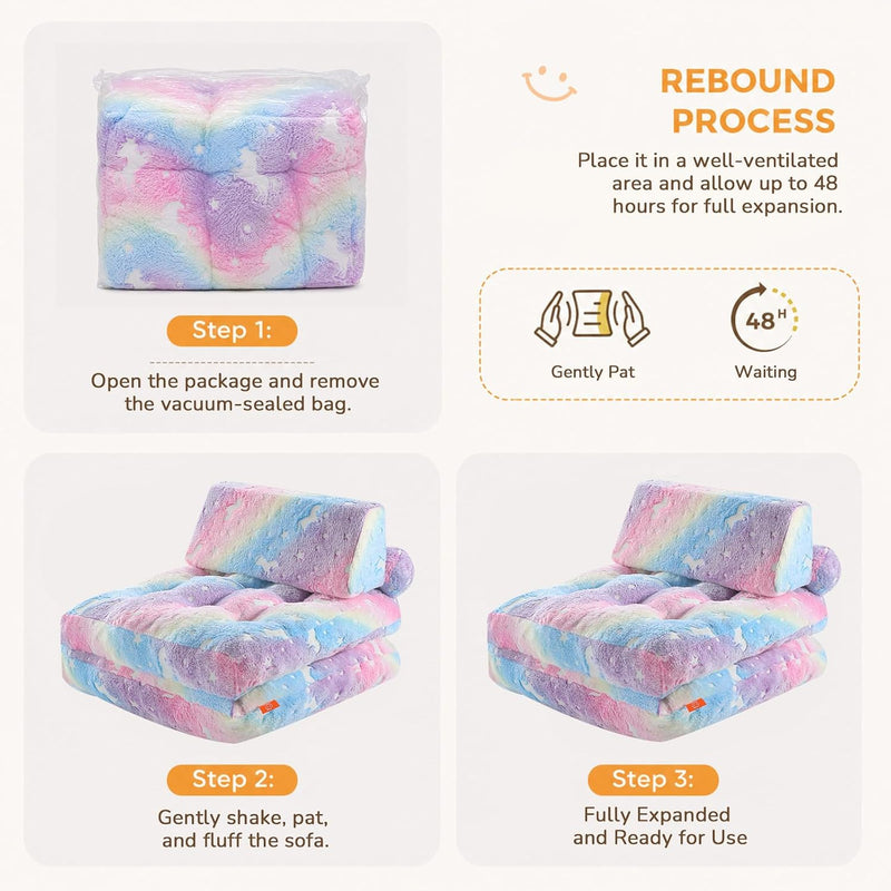 Kids Fold Out Sofa Bed Glow Stars Toddler