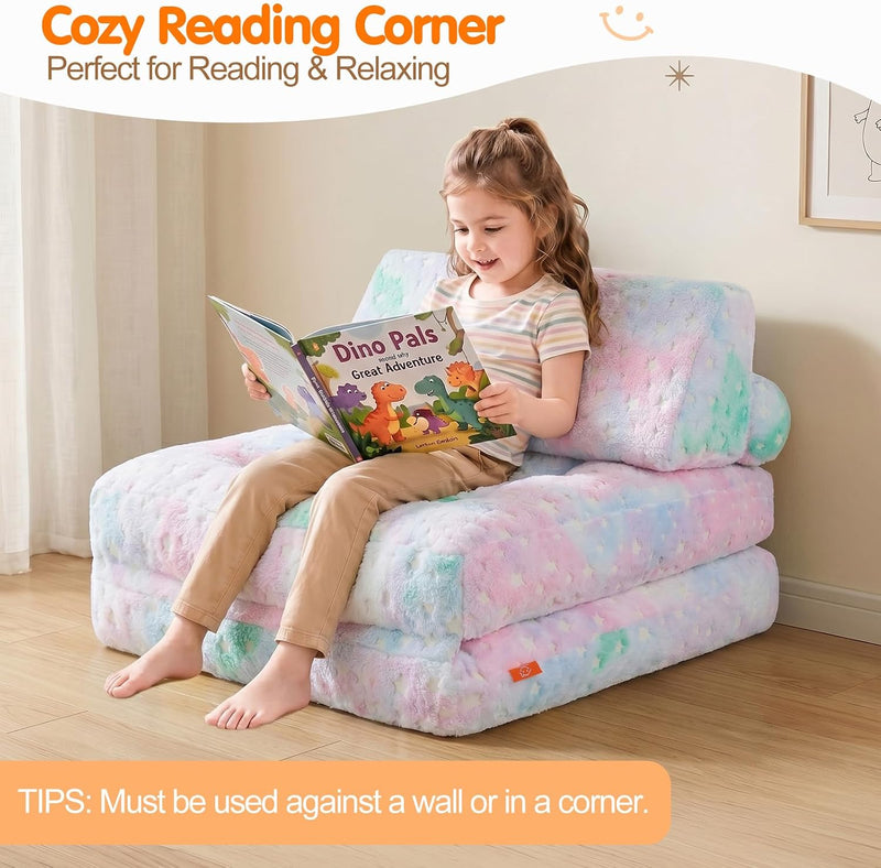 Kids Fold Out Sofa Bed Glow Stars Toddler