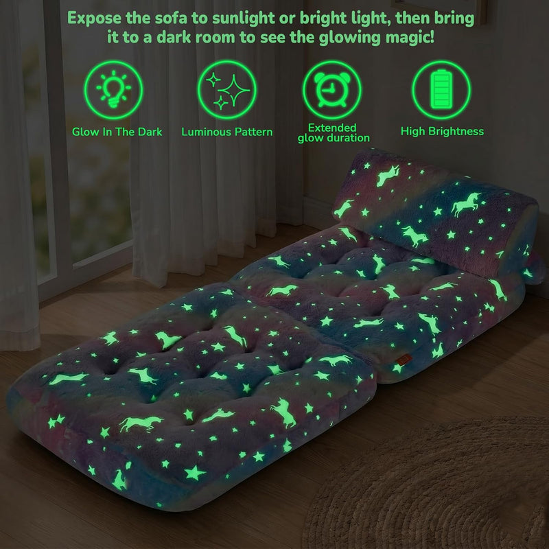 Kids Fold Out Sofa Bed Glow Stars Toddler
