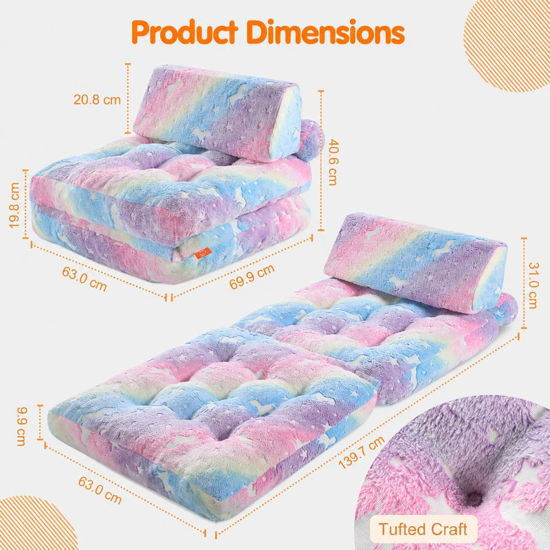 Kids Fold Out Sofa Bed Glow Stars Toddler