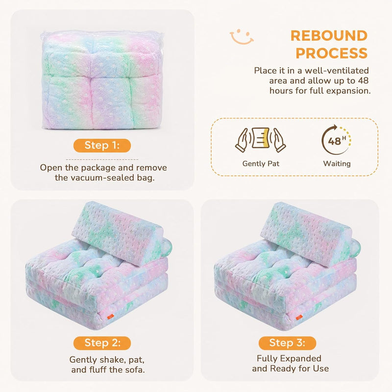 Kids Fold Out Sofa Bed Glow Stars Toddler