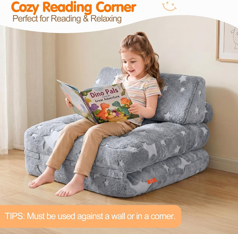 Kids Fold Out Sofa Bed Glow Stars Toddler