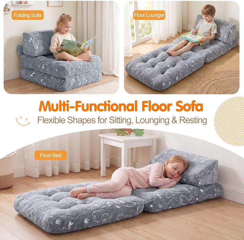 Kids Fold Out Sofa Bed Glow Stars Toddler