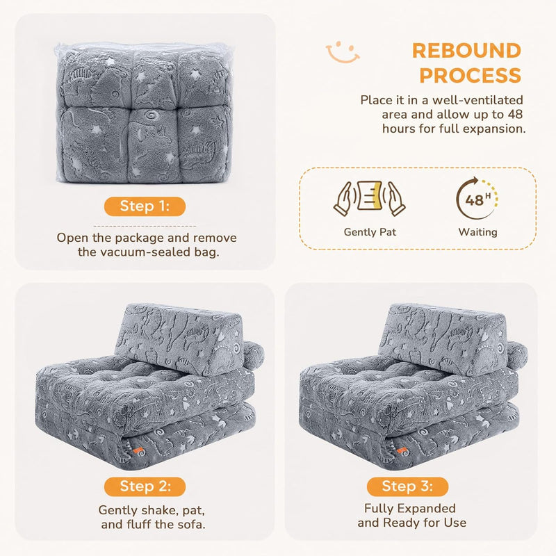 Kids Fold Out Sofa Bed Glow Stars Toddler