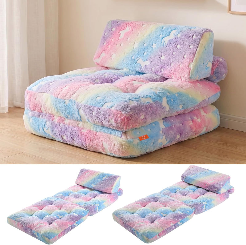 Kids Fold Out Sofa Bed Glow Stars Toddler
