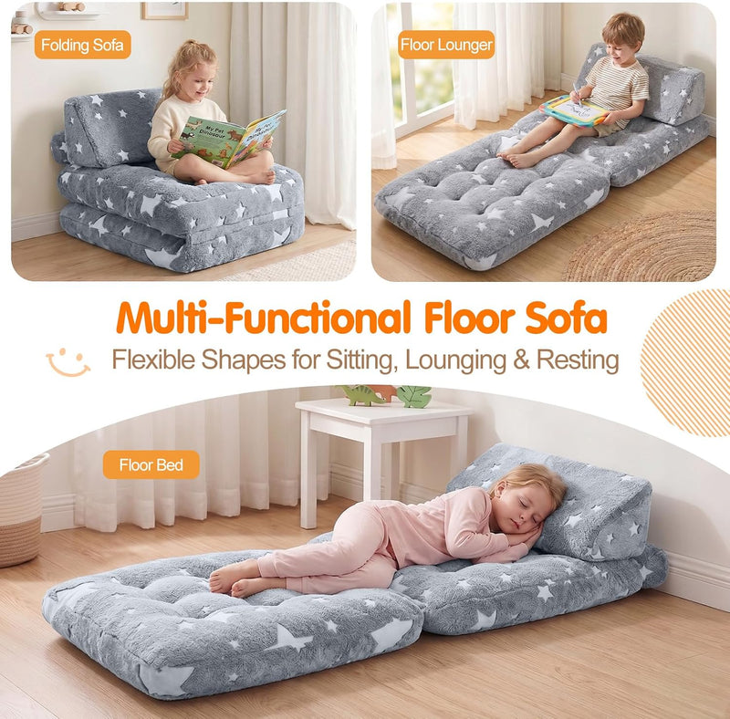 Kids Fold Out Sofa Bed Glow Stars Toddler