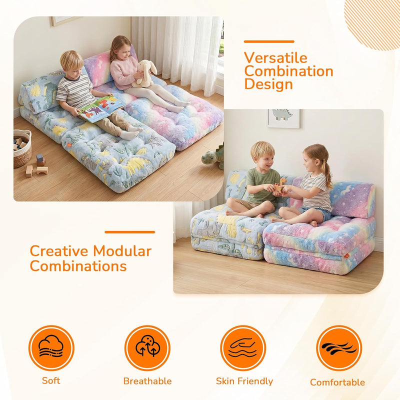 Kids Fold Out Sofa Bed Glow Stars Toddler