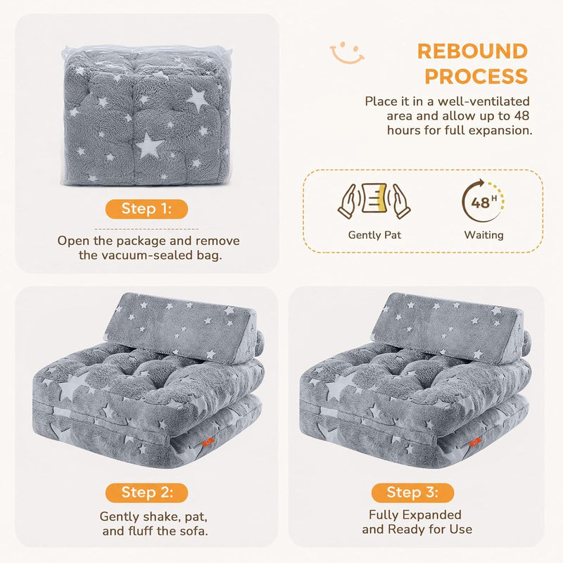 Kids Fold Out Sofa Bed Glow Stars Toddler