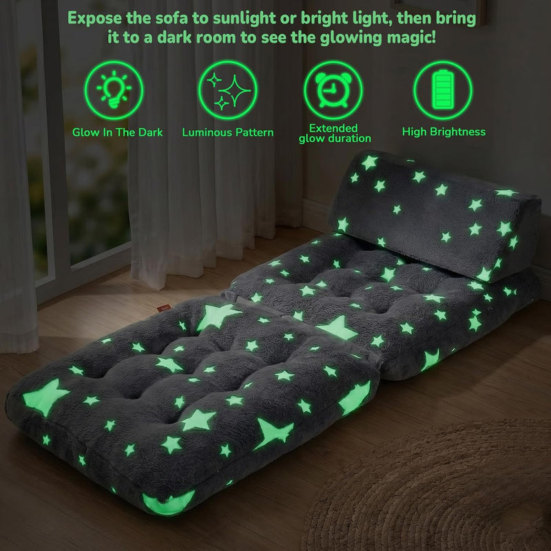 Kids Fold Out Sofa Bed Glow Stars Toddler