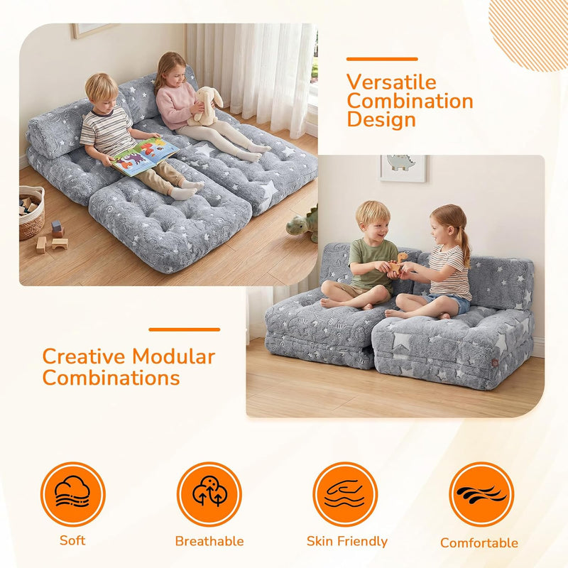 Kids Fold Out Sofa Bed Glow Stars Toddler