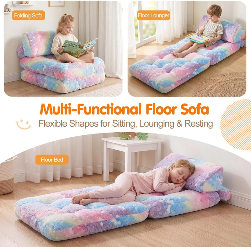 Kids Fold Out Sofa Bed Glow Stars Toddler