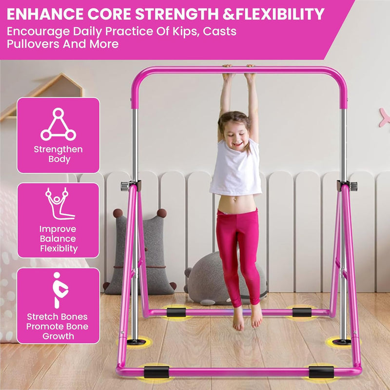 Kids Gymnastics Bar Foldable with Flying Ring