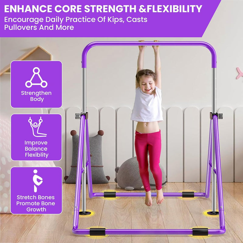Kids Gymnastics Bar Foldable with Flying Ring