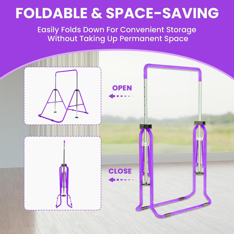 Kids Gymnastics Bar Foldable with Flying Ring