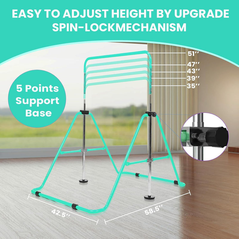 Kids Gymnastics Bar Foldable with Flying Ring
