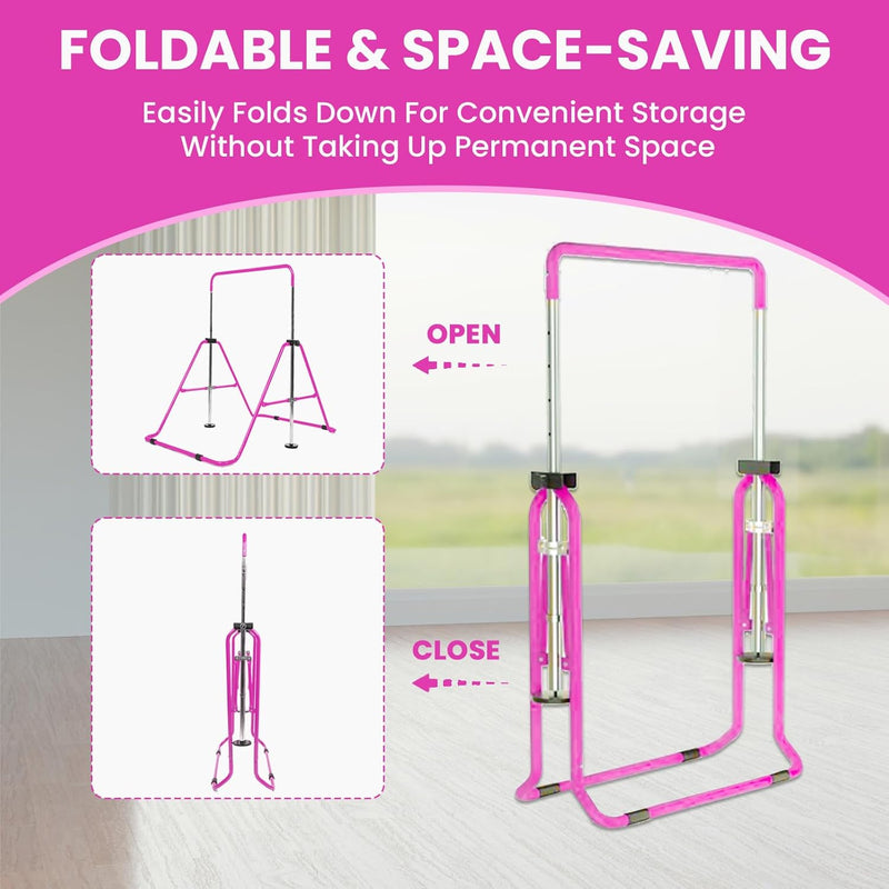 Kids Gymnastics Bar Foldable with Flying Ring