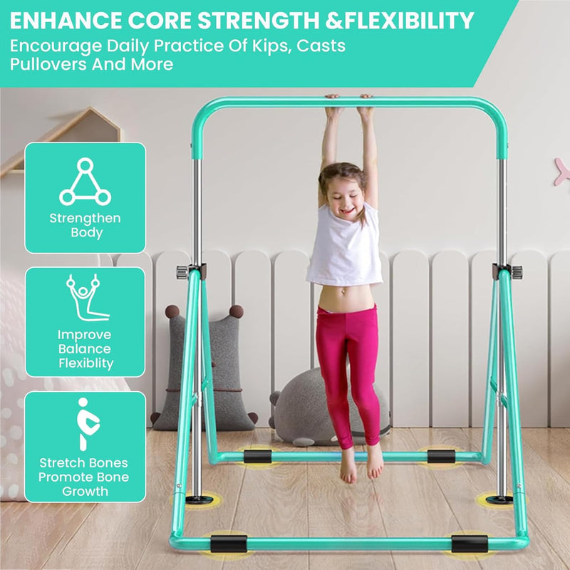 Kids Gymnastics Bar Foldable with Flying Ring