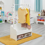 Kids Hanging Rail with Extra Storage Wooden Toddler