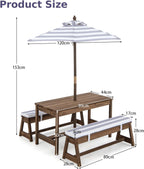 Kids Picnic Table Wooden Toddler Garden and Benches