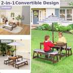 Kids Picnic Table Wooden Toddler Garden and Benches