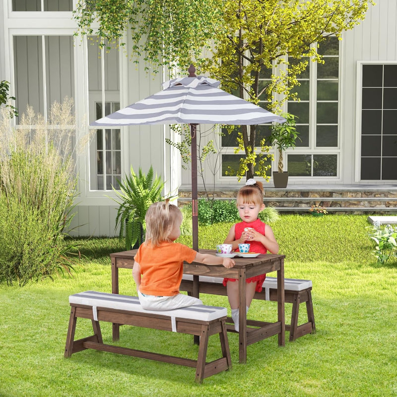 Kids Picnic Table Wooden Toddler Garden and Benches