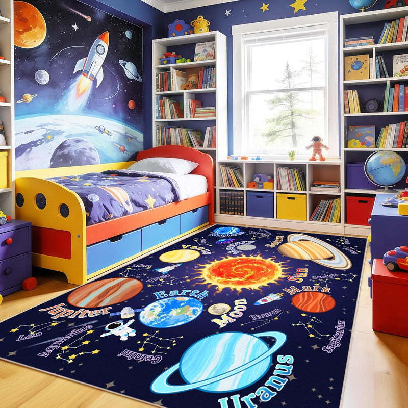 Washable Kids Rug for Playroom City Life- Road