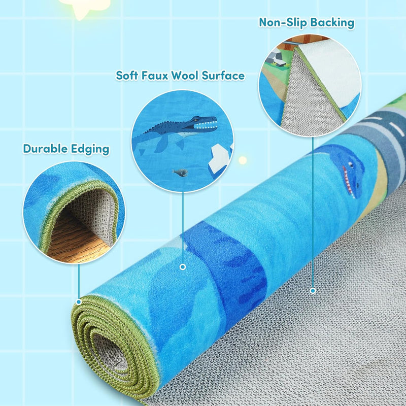Washable Kids Rug for Playroom City Life- Road
