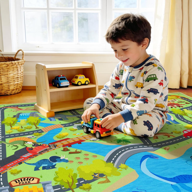 Washable Kids Rug for Playroom City Life- Road