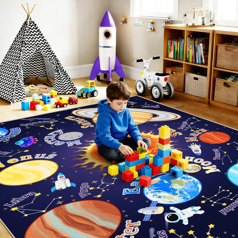 Washable Kids Rug for Playroom City Life- Road