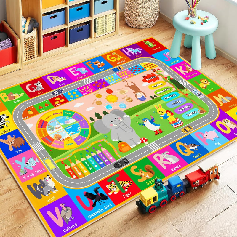 Washable Kids Rug for Playroom City Life- Road