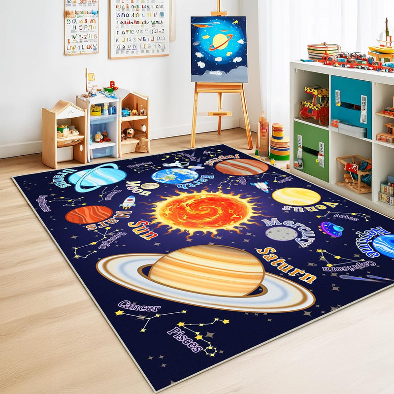 Washable Kids Rug for Playroom City Life- Road