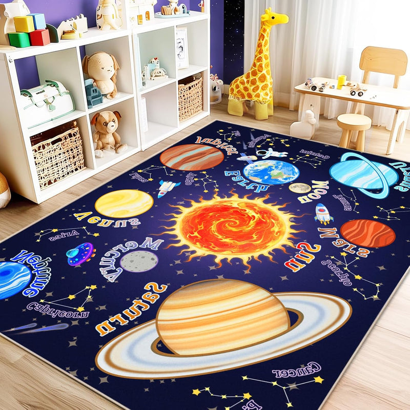 Washable Kids Rug for Playroom City Life- Road