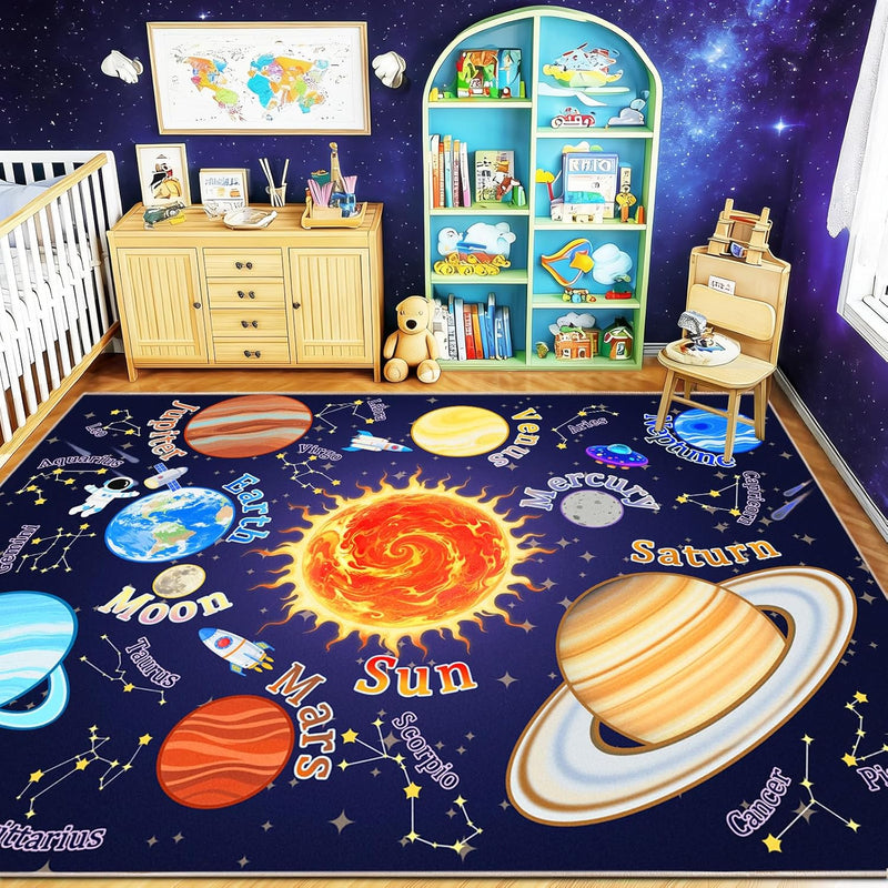Washable Kids Rug for Playroom City Life- Road