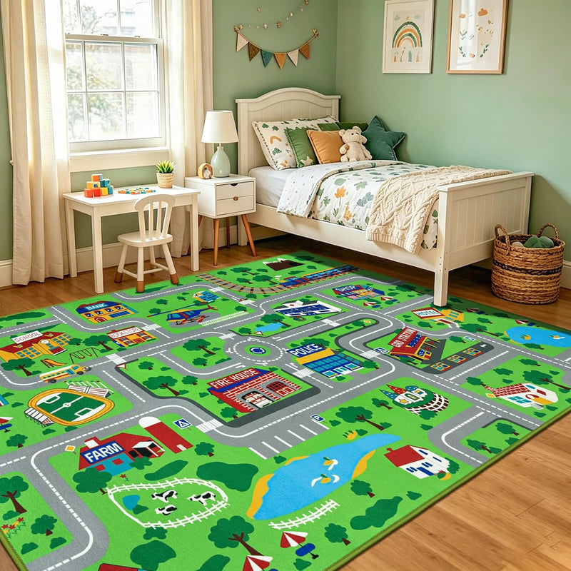 Kids Play Rug Town City Road Car Mat
