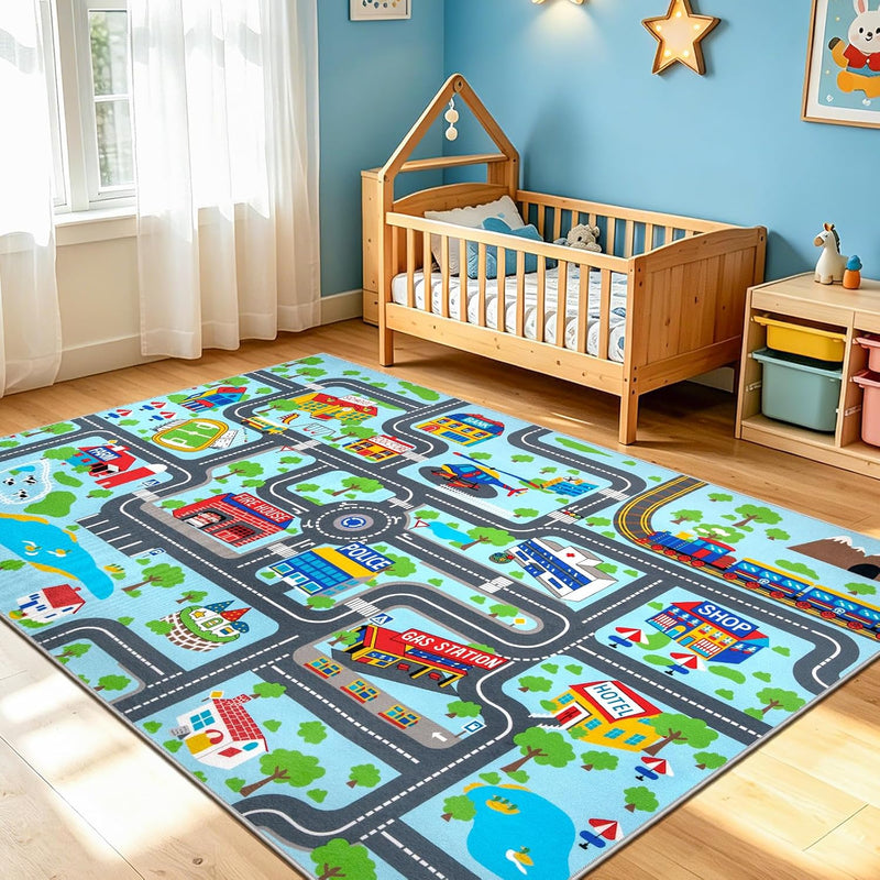 Kids Play Rug Town City Road Car Mat