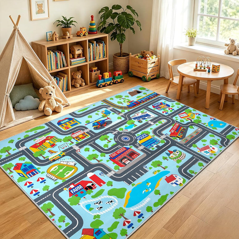 Kids Play Rug Town City Road Car Mat