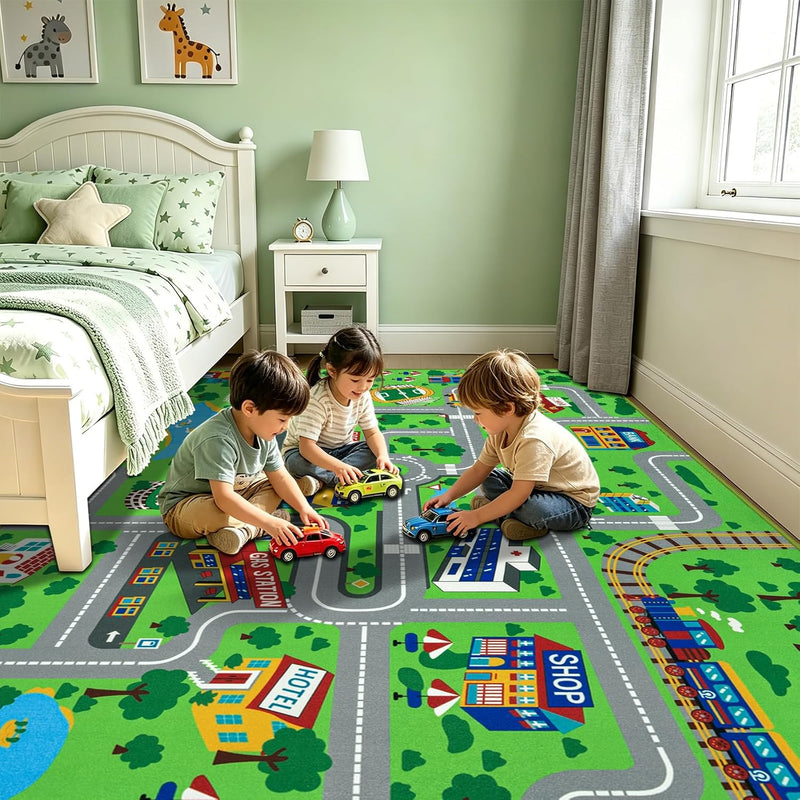 Kids Play Rug Town City Road Car Mat