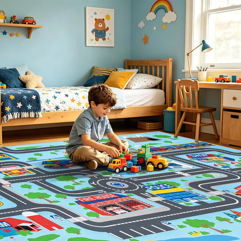 Kids Play Rug Town City Road Car Mat