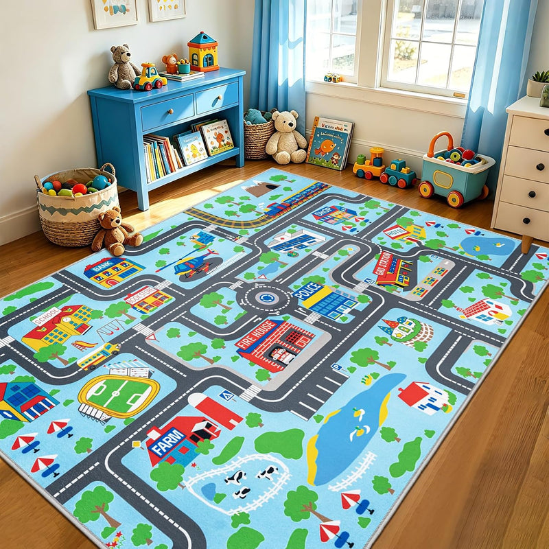 Kids Play Rug Town City Road Car Mat