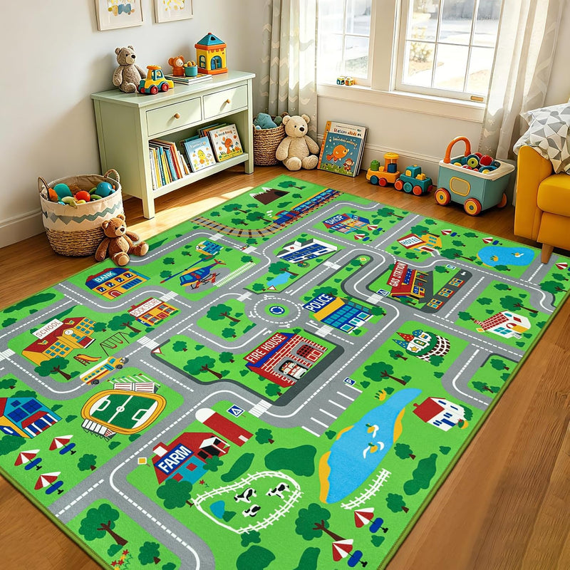 Kids Play Rug Town City Road Car Mat